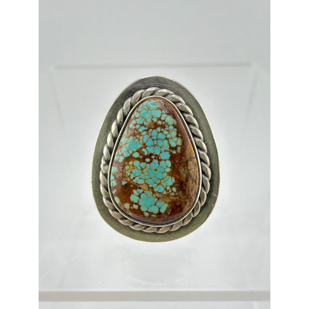 Handcrafted American Turquoise Raegan Hough 925 Sterling Silver Ring Size 5.5 - Picture 3 of 7
